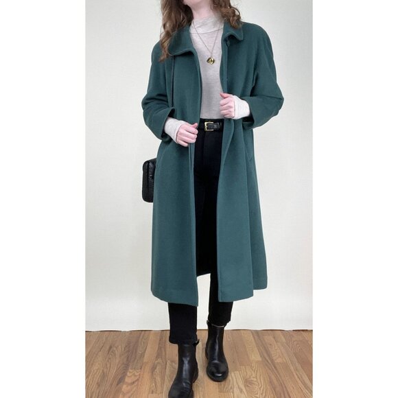 Vintage Union Made Cashmere Wool Angora Peacoat Trench Oversized Fit Jacket Coat - Picture 3 of 7